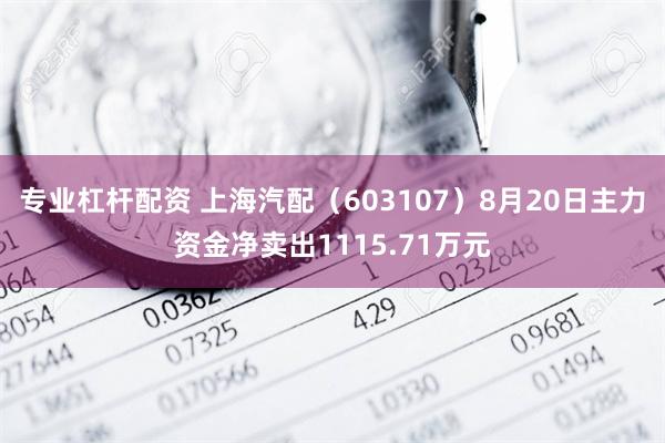 专业杠杆配资 上海汽配（603107）8月20日主力资金净卖出1115.71万元