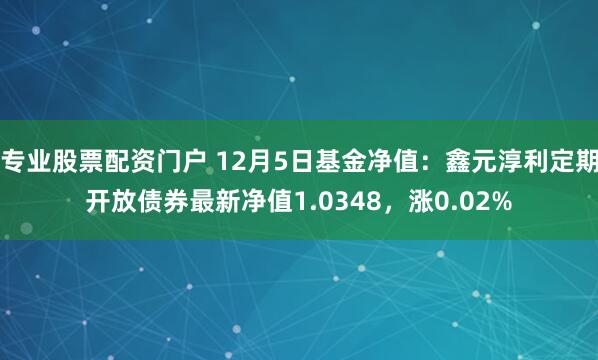 专业股票配资门户 12月5日基金净值：鑫元淳利定期开放债券最新净值1.0348，涨0.02%