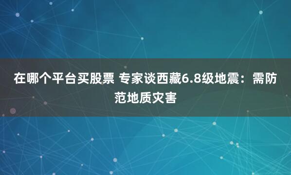 在哪个平台买股票 专家谈西藏6.8级地震：需防范地质灾害